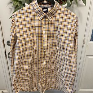 Mens Lands’ End No Iron Twill Plaid Button Down LS XL